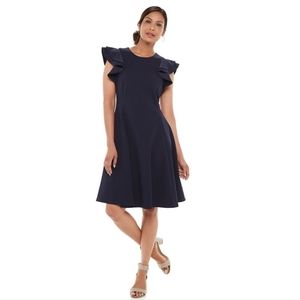 NWT • chaps fluttersleeve dress | blue, size 10